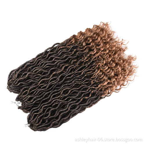 Wholesale 24 Strands Synthetic Crochet Hair Curly End Wavy Goddess Faux Locs Braid
